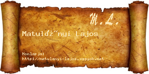 Matulányi Lajos névjegykártya